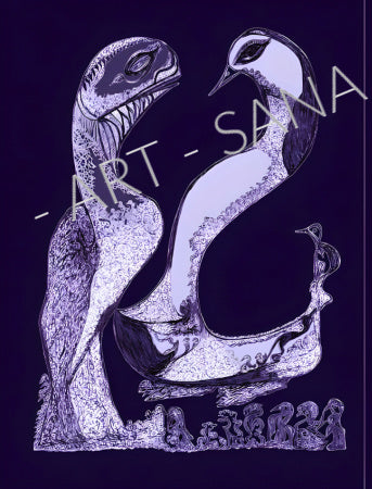 WALL ART - WHEN TWO REMEMBER - Purple - (Hand-Drawn Illustration - Digitally Refined)