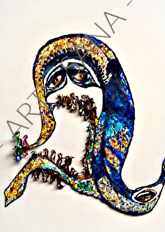 WALL ART - THE DREAMER'S ARC - COLOUR - Hand Drawn with Al - Enhanced Version)