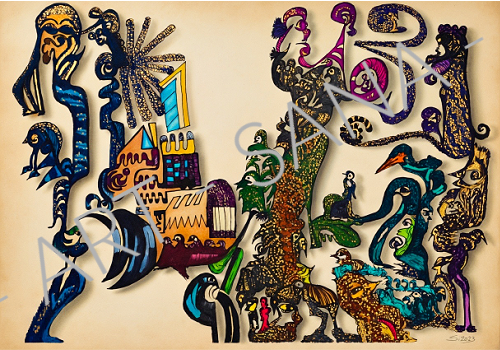 WALL ART - THE CODE BRIDGE - COLOUR - (Hand Drawn with Al - Enhanced Version)