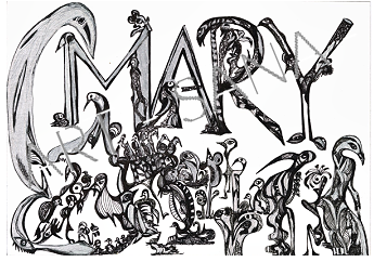 WALL ART - MARRY - THE SECRET GARDEN OF MARRY - BLACK - (Hand-Drawn - Original)