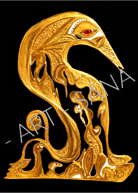 WALL ART - GUARDIAN OF THE LOW PLACES - BLACK BROWN - (Hand Drawn with Al - Enhanced Version)