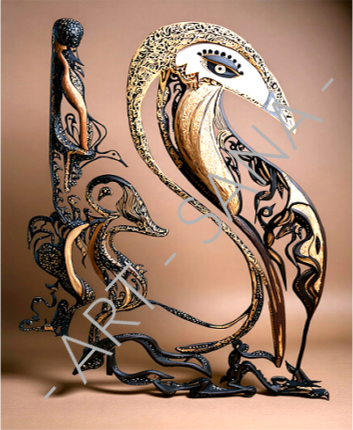 WALL ART - ECHO OF THE GUARDIAN - METALLIC - (Hand Drawn with Al - Enhanced Version)