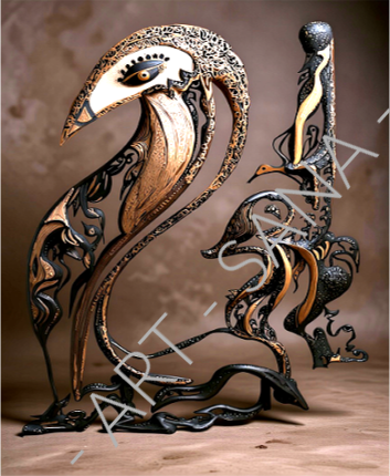WALL ART - ECHO OF THE GUARDIAN - BRONZ - (Hand Drawn with Al - Enhanced Version)
