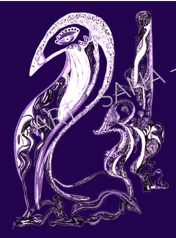 WALL ART -  ECHO OF THE GUARDIAN - PURPLE  - (Hand-Drawn - Digitally Refined)