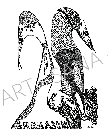 WALL ART - EVOLUTION - BLACK -  (Hand-Drawn - Original