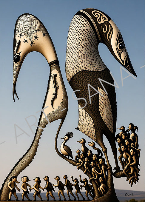 WALL ART - EVOLUTION  - (Hand Drawn with Al - Enhanced Version)