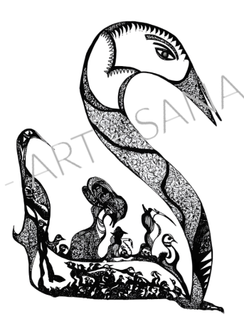 WALL ART -  THE GOLDEN LINEAGE - BLACK - (Hand-Drawn - Original)
