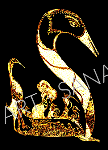 WALL ART - THE GOLDEN LINEAGE - BLACK LIGHT GOLD - (Hand-Drawn Illustration - Digitally Refined)