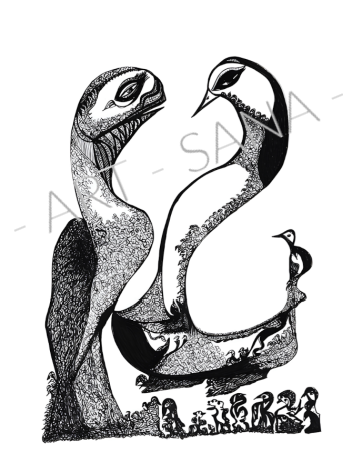 WALL ART - WHEN TWO REMEMBER - Black - (Hand-Drawn - Original)