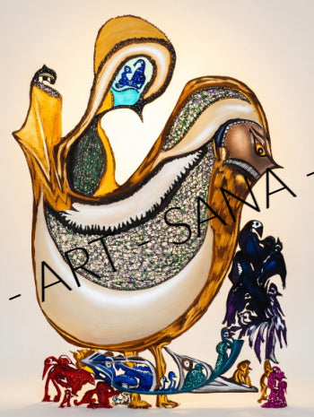 WALL ART -  PROTECTIVE SPIRIT  - COLOUR  -  (Hand Drawn with Al - Enhanced Version)