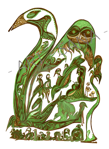 WALL ART - SHE WHO SEES IN DARKNESS - Green - (Hand-Drawn Original)