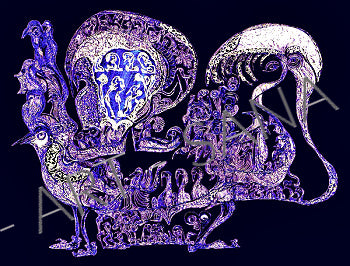 WALL ART - MEMORY WINGS  - PURPLE  - (Hand-Drawn - Digitally Refined))
