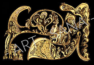 WALL ART - GOLDEN HERALD - GOLD BLACK - (Hand-Drawn Illustration - Digitally Refined)