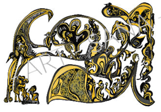 WALL ART - GOLDEN HERALD - GOLD  - (Hand-Drawn - Original