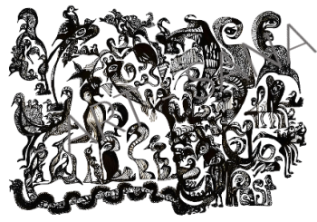 WALL ART - THE LANGUAGE OF SPIRITS - BLACK - (Hand Drawn - Original)