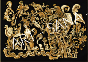 WALL ART -THE LANGUAGE OF SPIRITS - GOLD BLACK - (Hand-Drawn - Digitally Refined)