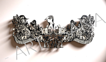WALL ART -  A COSMIC GATHERING OF ALL  - BLACK - (Hand Drawn with Al - Enhanced Version)