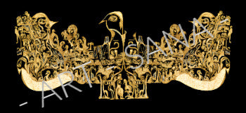 WALL ART - A COSMIC GATHERING OF ALL - GOLD BLACK  - (Hand-Drawn - Digitally Refined)