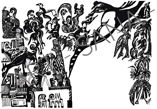 WALL ART - THE GOLDEN FUTURE - BLACK -  (Hand-Drawn - Original)