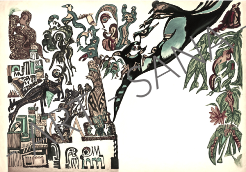 WALL ART - THE GOLDEN FUTURE - GREEN  -  (Hand-Drawn Illustration - Digitally Refined)