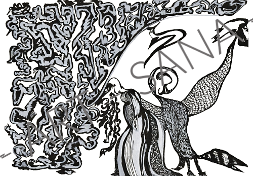 WALL ART - THE CARRIER OF CODES  - BLACK  -  (Hand-Drawn - Original)