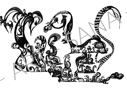 WALL ART - WHISPERS IN MOTION - BLACK  - (Hand-Drawn - Original)