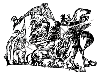 WALL ART -THE SACRED GATHERING - BLACK  - (Hand-Drawn - Original)