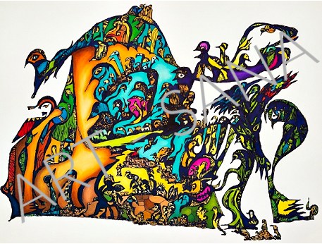 WALL ART - THE SACRED GATHERING - COLOUR - (Hand Drawn with Al - Enhanced Version)