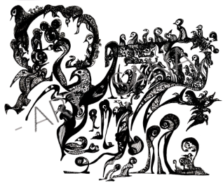 WALL ART - WHISPERS OF THE SOUL -  BLACK  - (Hand-Drawn - Original)