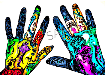 WALL ART -THE HANDS OF CREATION - DARK COLOUR - (Hand Drawn with Al - Enhanced Version)
