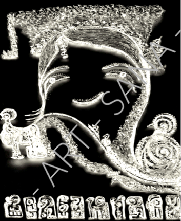 WALL ART - WHISPER OF INNOCENCE - BLACK -  (Hand-Drawn Illustration - Digitally Refined)