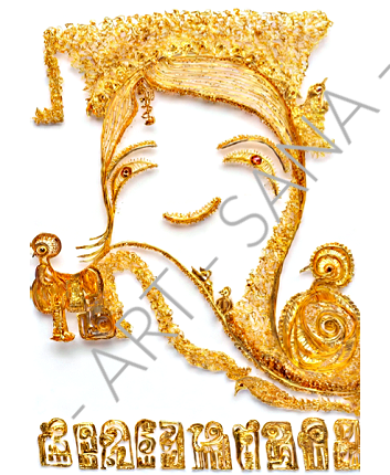 WALL ART - WHISPERS OF INNOCENCE  - GOLD - (Hand Drawn with Al - Enhanced Version)