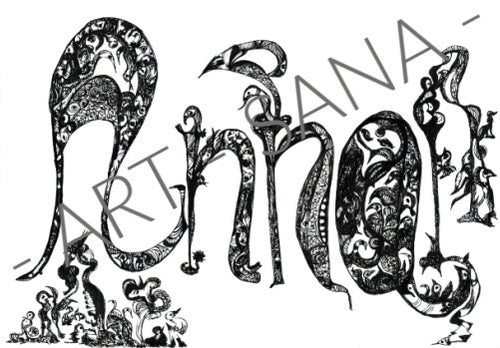 WALL ART -ANNA - LETTERS OF THE SOUL -  BLACK -  (Hand-Drawn - Original)