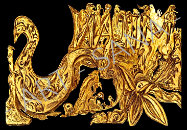 WALL ART - MILAN - THE GOLDEN SPIRIT OF MILAN - BLACK GOLD  - (Hand Drawn with Al - Enhanced Version)