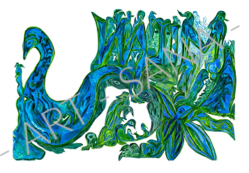 WALL ART - MILAN  - THE GOLDEN SPIRIT OF MILAN  - GREEN  - (Hand-Drawn Illustration - Digitally Refined)