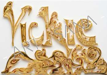 WALL ART - VICKIE OF THE LIGHT BIRDS  - GOLD  - (Hand Drawn with Al - Enhanced Version)