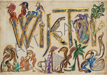 WALL ART - WIKTOR - THE GOLDEN MANUSCRIPT  - COLOUR - (Hand Drawn with Al - Enhanced Version)