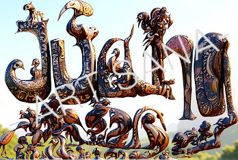 WALL ART - JUANA  - THE NAME BENEATH THE ROOTS  - COLOUR - (Hand Drawn with Al - Enhanced Version)