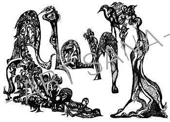 WALL ART - ALAN - THE WATCHER WITHIN  - BLACK -  (Hand-Drawn - Original)