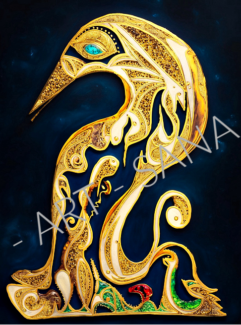 WALL ART -  GUARDIAN OF THE LOW PLACES  - BLACK GOLD  -  (Hand Drawn with Al - Enhanced Version)