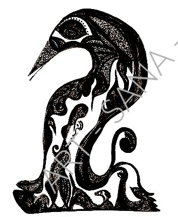 WALL ART -  WATCHER OF THE LOW PLACES  - BLACK  - (Hand-Drawn - Digitally Refined)