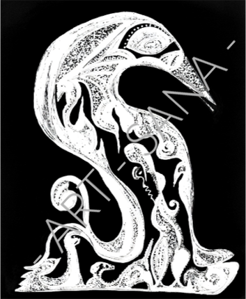 WALL ART -  WATCHER OF THE LOW PLACES  - BLACK WHITE  - (Hand-Drawn - Digitally Refined)