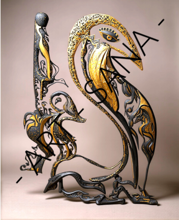 WALL ART -  ECHO OF THE GUARDIAN - YELLOW - (Hand Drawn with Al - Enhanced Version)