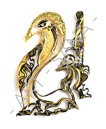 WALL ART -  ECHO OF THE GUARDIAN - LIGHT GOLD  - (Hand-Drawn - Digitally Refined)