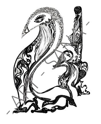 WALL ART -  ECHO OF THE GUARDIAN - BLACK SILVER  - (Hand-Drawn - Original)